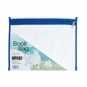 A4 Clear Book Bag with Zip - Blue