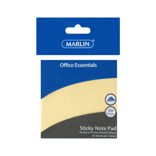 Marlin Pastel Sticky Note Pad 100 Sheets (76x76mm)