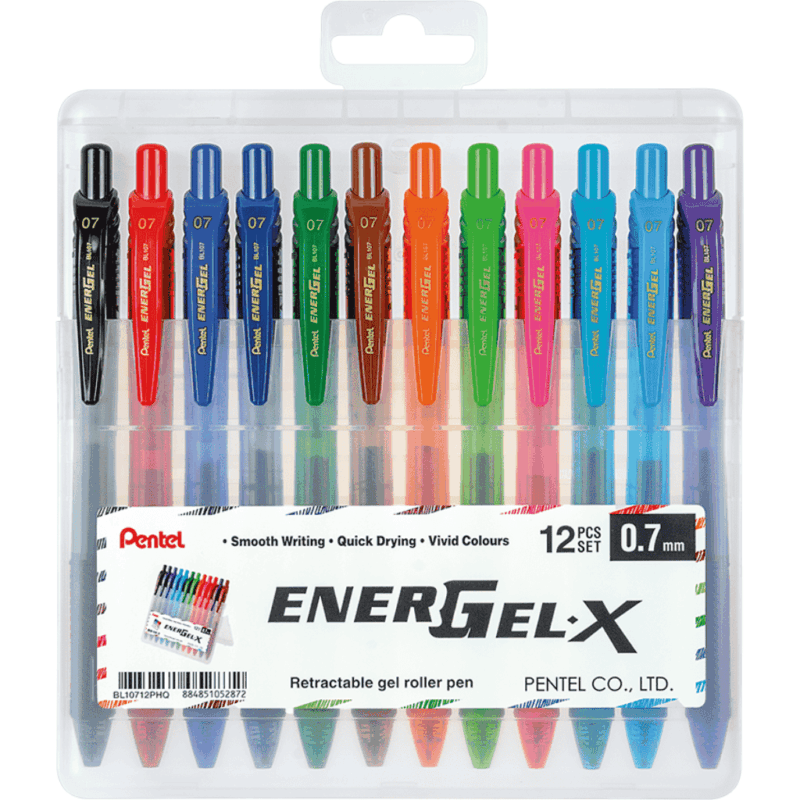 Pentel BL107 Energel X Metal Tip Retractable Roller Ball Pen Wallet of ...