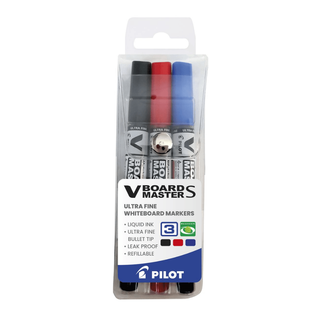 Pilot V Board Master Slim Ultra Fine Whiteboard Marker Set 3pc