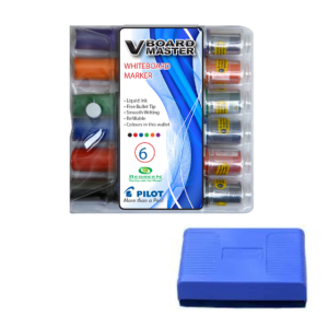 Pilot V Board Master Whiteboard Kit Markers Pens Magnetic Eraser Pen Holder