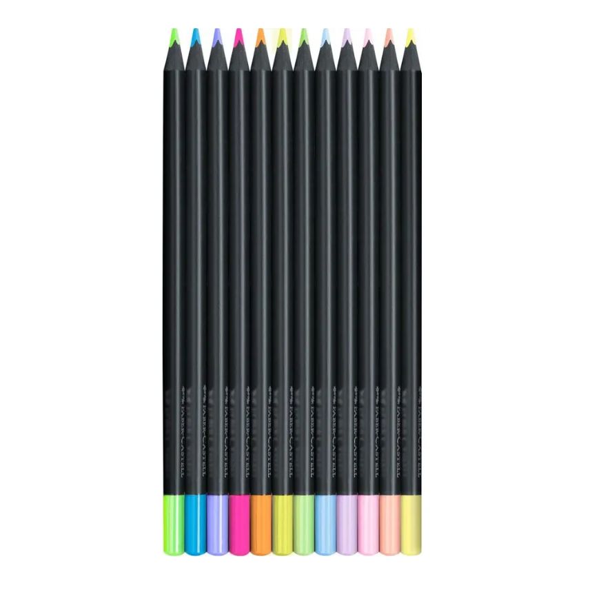 Faber-Castell Black Edition Colour Pencils Neon + Pastel Set of 12 - Image 2