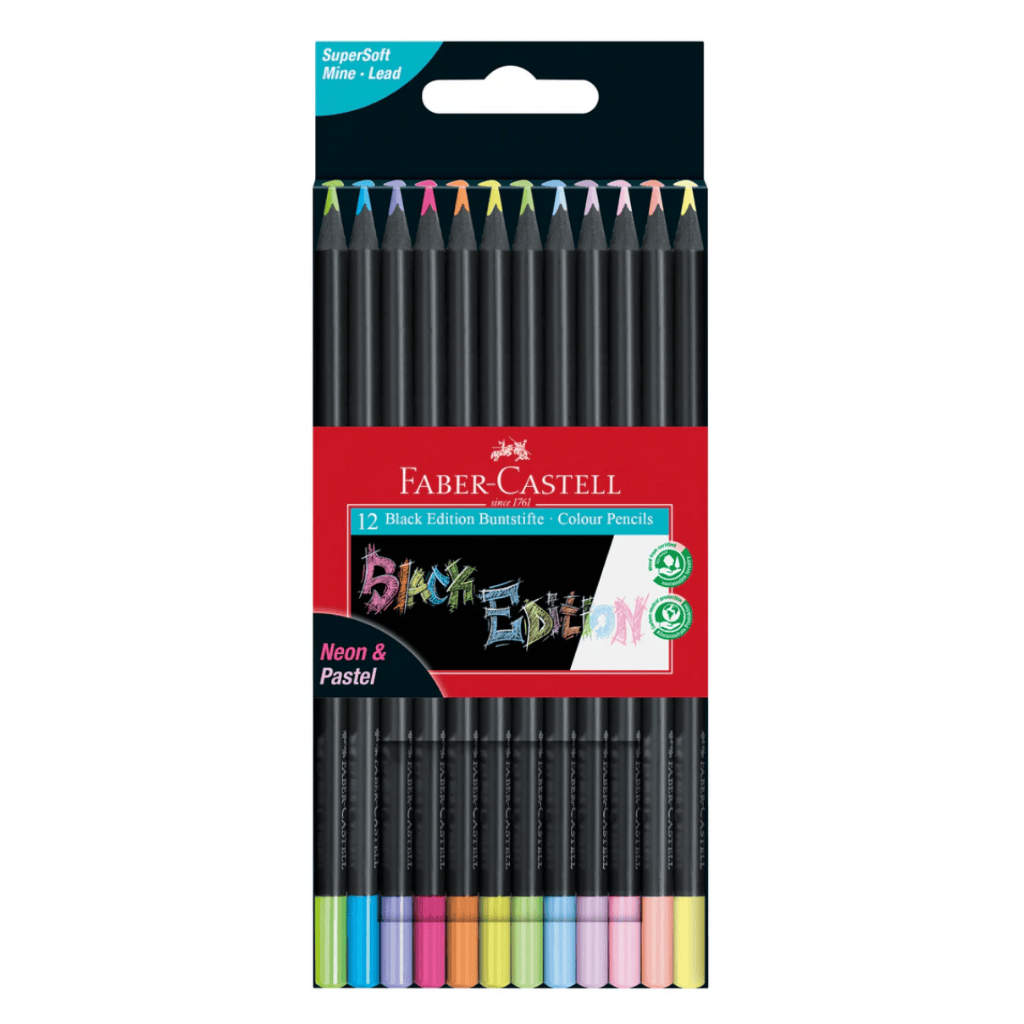 Faber-Castell Black Edition Colour Pencils Neon + Pastel Set of 12