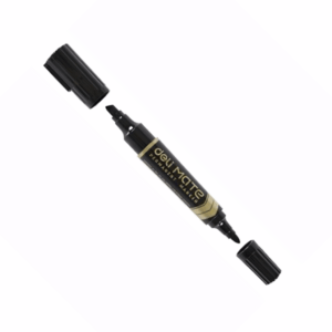 Deli Permanent Marker Dual Tip Bullet Tip 1.5mm + Chisel Tip 1,6mm Black