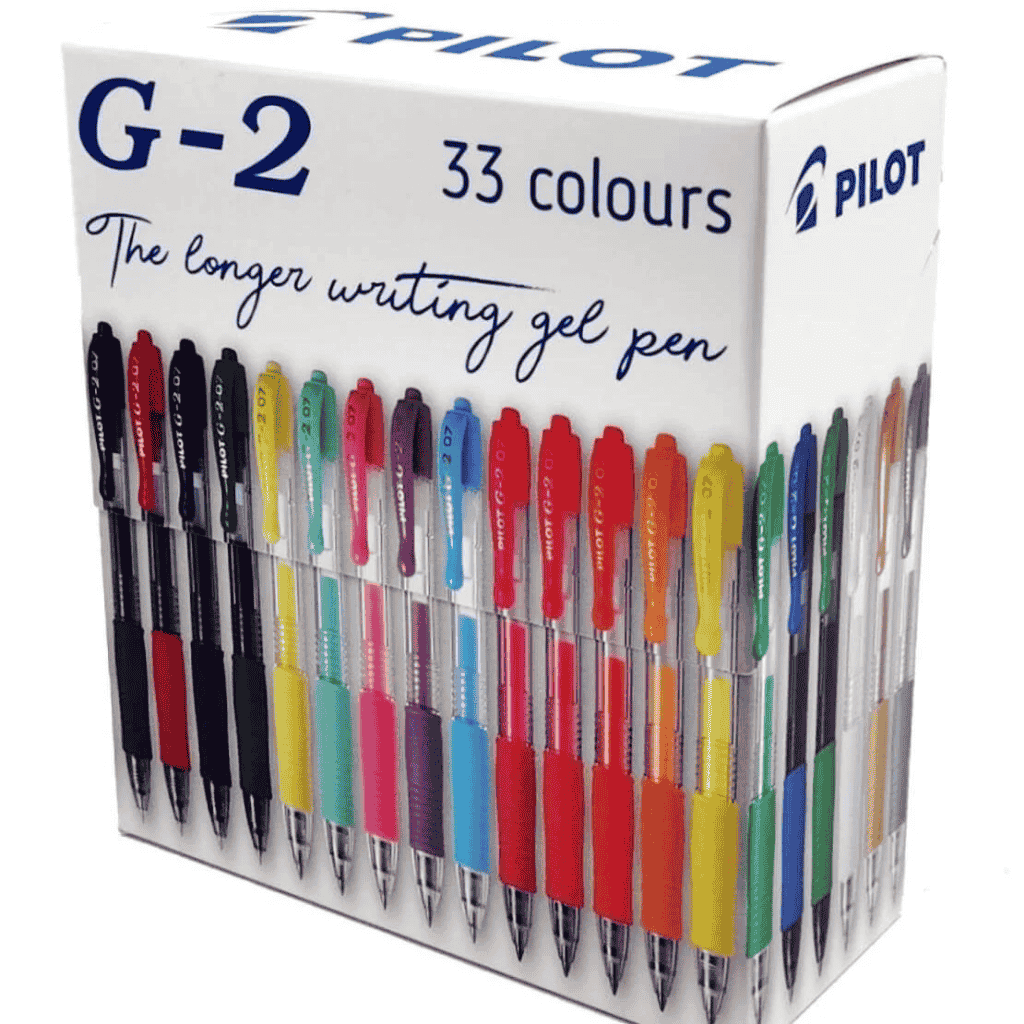 Pilot G2 0.7mm Gel Pens - Box of 33 Colours