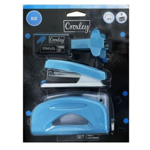 Croxley Stapler, Punch & Staple Remover Comb Blue