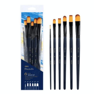 Deli Finelono Acrylic Paint Brush Set of 6 Assorted Sizes
