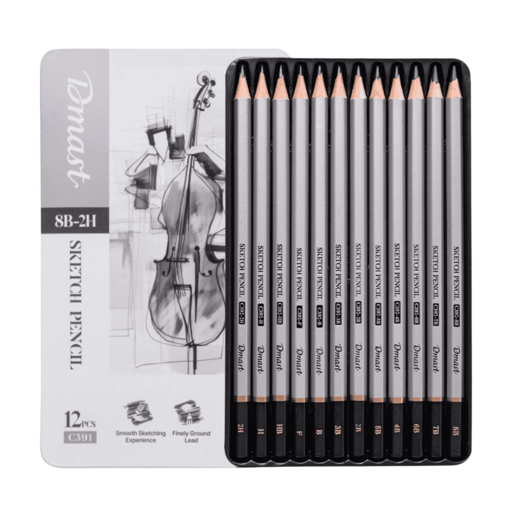 Deli Dmast Sketch Pencil Set of 12 in Metal Case