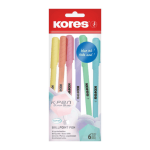 Kores Ballpoint Pastel Pens with Bue Ink –  Set of 6