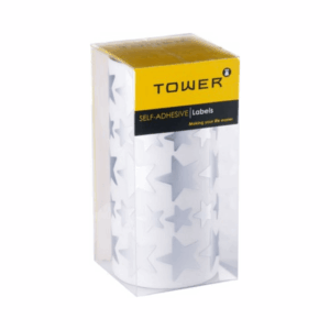 Tower Large + Medium Silver Stars Value Roll 1075 Stickers