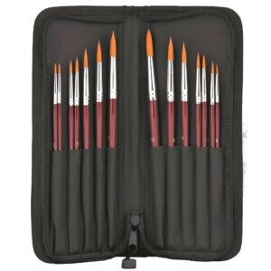 Paint Brushes in Polyester Zip Case Deluxe Taklon Set of 14