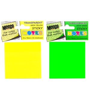 Meeco Transparent Neon Sticky Note Pad (76x76cm)