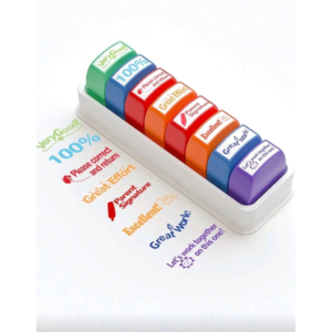 Teacher Stamps Set of 8 with Coloured Ink Pads
