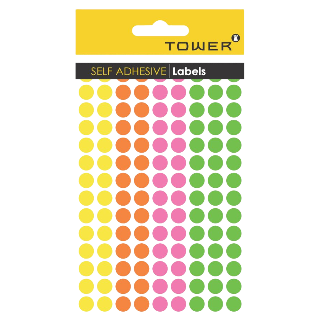 Tower C10 Round Fluorescent Labels 756 Stickers