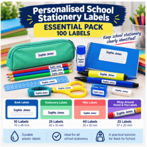 Personalised School Stationery Labels – Essential 100 Label Pack